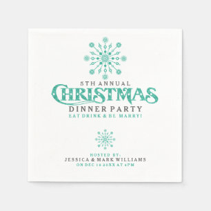 Mint Green Kerstmis Snowflake Dinner Party Design Servetten