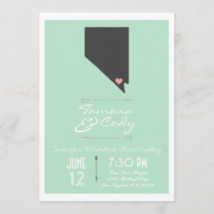 Mint Green Las Vegas Nevada Wedding Invitation Kaart