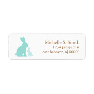 Mint Green Mam en Baby Rabbits Etiket