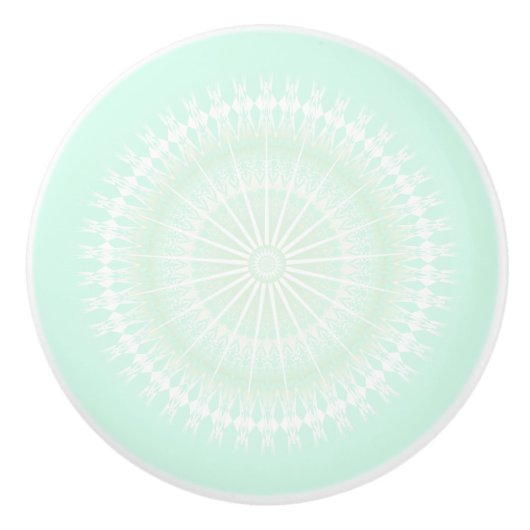 Mint Green Mandala Pastel Modern Keramische Knop (Voorkant)