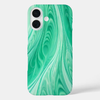 Mint Green Marble Flow – Abstract vloeistofpatroon iPhone 16 Hoesje