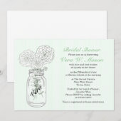 Mint Green Mason Jar Invitations Fêtes des mariées (Devant / Derrière)