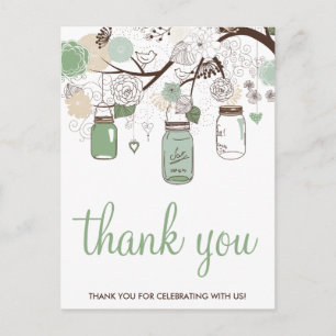 Mint Green Mason Jars Wedding Bedankt Briefkaart