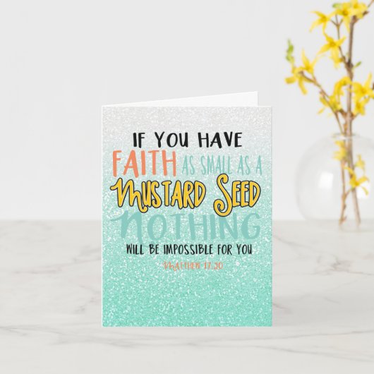 Mint Green Matthew 17:20 Mustard Seed Kaart (Gele Bloem)