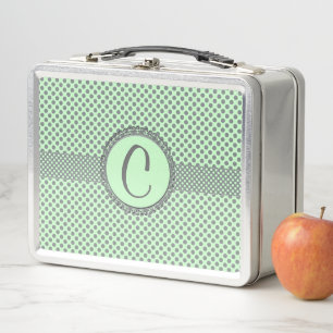 Mint Green met Gray Polka Dots-Monogram STaylor