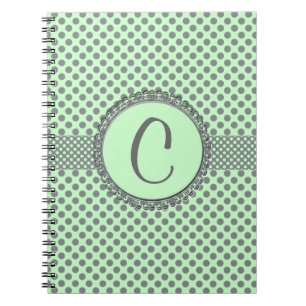 Mint Green met Gray Polka Dots-Monogram STaylor Notitieboek