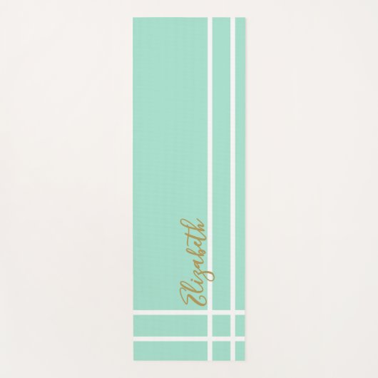 Mint green minimalist custom name ladies modern yogamat (Voorkant)