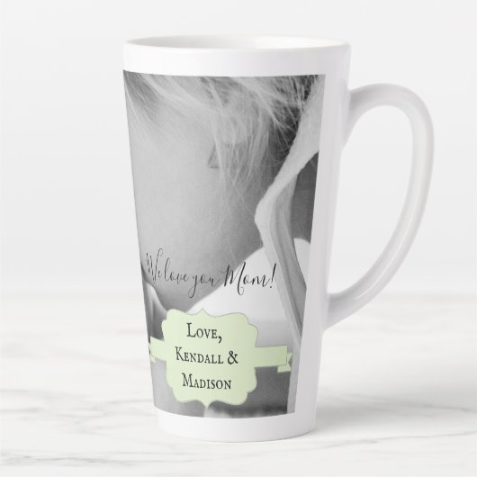 Mint Green Minimalist Photo Moederdag Latte Mok (Rechts)