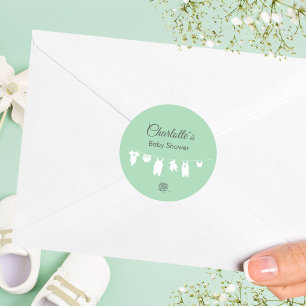 Mint Green Minimalistisch Genderneutraal Baby show Ronde Sticker