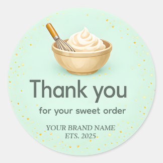 Mint Green Mixing Bowl Bakery Thank You Ronde Sticker
