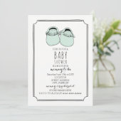 Mint Green Moccasins Boho Baby shower Kaart (Staand voorkant)