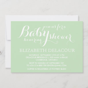 Mint Green Modern Baby shower Invitation Kaart