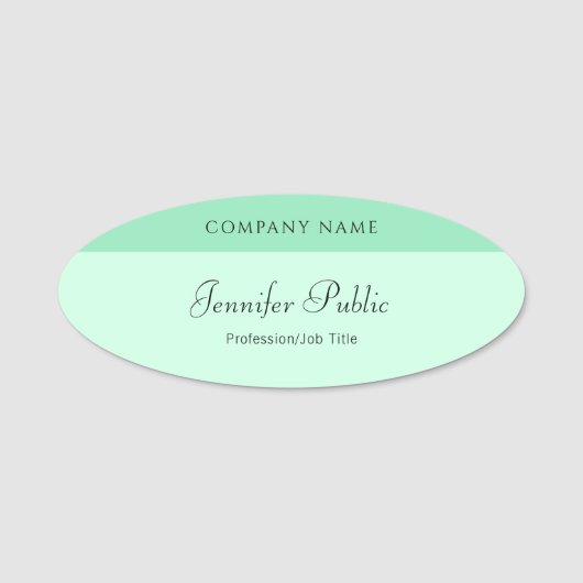 Mint Green Modern Handschrift Name Script Elegant Naamplaatje (Voorkant)