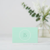 Mint Green Modern Minimalist Monogram Professional Visitekaartje (Staand voorkant)