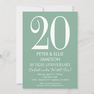 Mint Green Modern Simple Jubileum-uitnodigingen Kaart