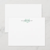 Mint Green Modern Trendy Brush Monogram Notitiekaartje (Voorkant / Achterkant)
