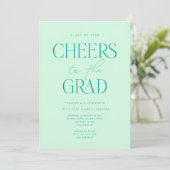 Mint Green moderne Cheers Grad Party Invitation (Debout devant)