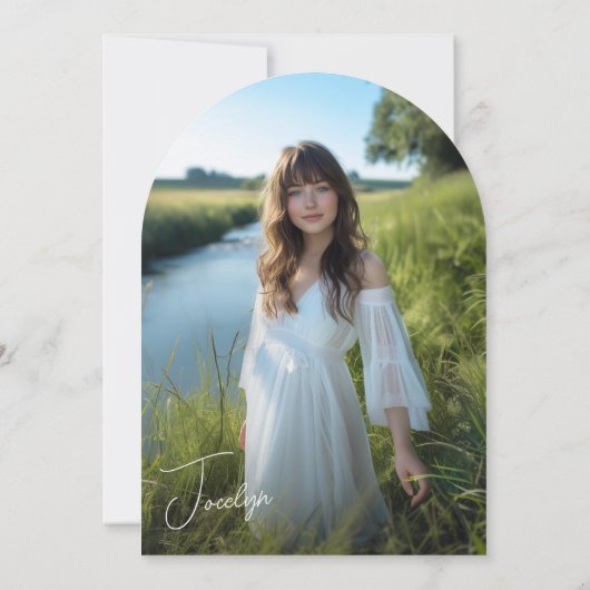 Mint Green Moderne Photo Faire-part de graduation (Dos)