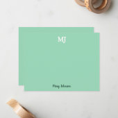 Mint Green Monogram 2 Initialen met twee letters M Notitiekaartje (Voorkant / Achterkant in situ)