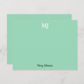 Mint Green Monogram 2 Initialen met twee letters M Notitiekaartje (Voorkant / Achterkant)