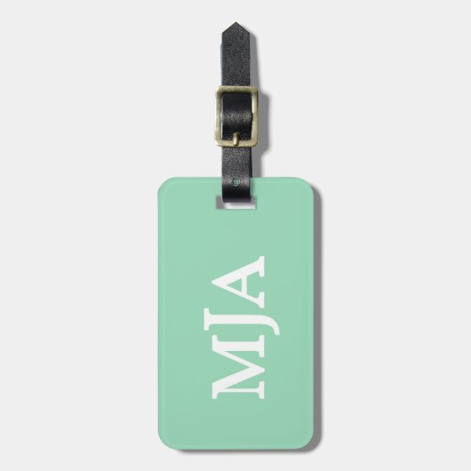 Mint Green Monogram 3 Initialen met drie letters M Bagagelabel (Voorkant verticaal)