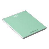 Mint Green Monogram 3 Initialen met drie letters M Notitieblok (Schuin)