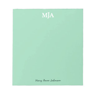 Mint Green Monogram 3 Initialen met drie letters M Notitieblok