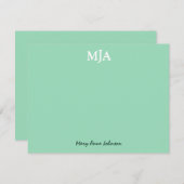 Mint Green Monogram 3 Initialen met drie letters M Notitiekaartje (Voorkant / Achterkant)