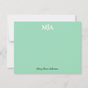 Mint Green Monogram 3 Initialen met drie letters M Notitiekaartje