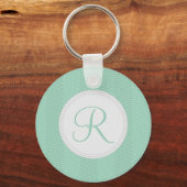 Mint Green Monogram Thin Chevron Pattern Sleutelhanger (Voorkant)
