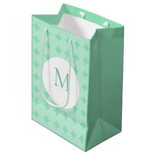 Mint Green Monogrammed Elegant Modern Sjabloon Medium Cadeauzakje