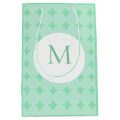 Mint Green Monogrammed Elegant Modern Sjabloon Medium Cadeauzakje (Voorkant)