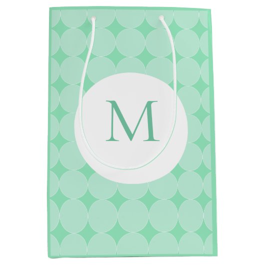 Mint Green Monogrammed Elegant Modern Sjabloon Medium Cadeauzakje (Voorkant)