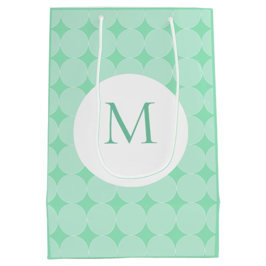 Mint Green Monogrammed Elegant Modern Sjabloon Medium Cadeauzakje (Achterkant)