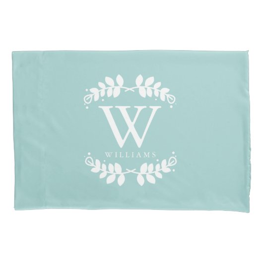 Mint Green Monogrammed Kussensloop (Voorkant)