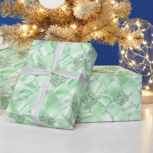 Mint Green Moroccan Quatrefoil Pattern Cadeaupapier