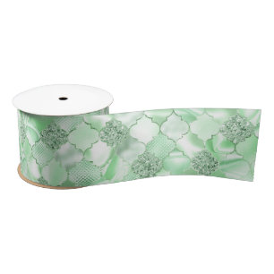 Mint Green Moroccan Quatrefoil Pattern Lint