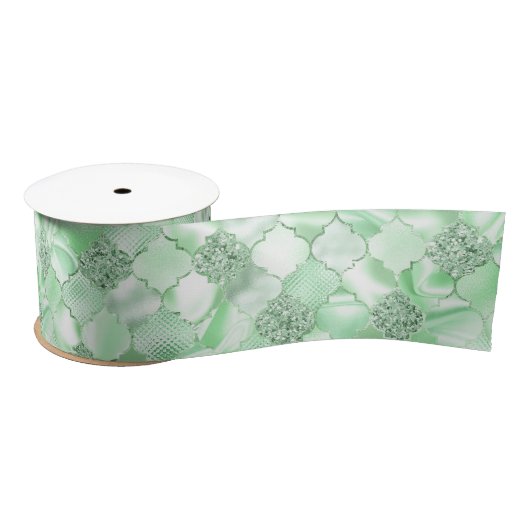Mint Green Moroccan Quatrefoil Pattern Lint (Spoel)