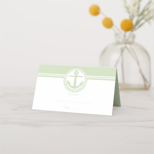 Mint Green Nautical Anchor Reception Place Card (Voorkant)