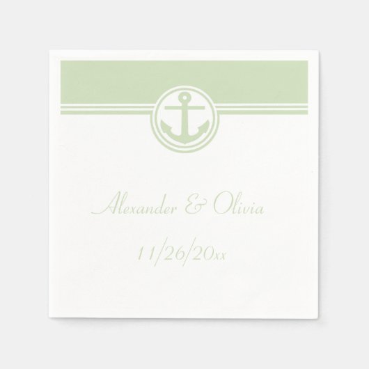 Mint Green Nautical Anchor Servet (Voorkant)