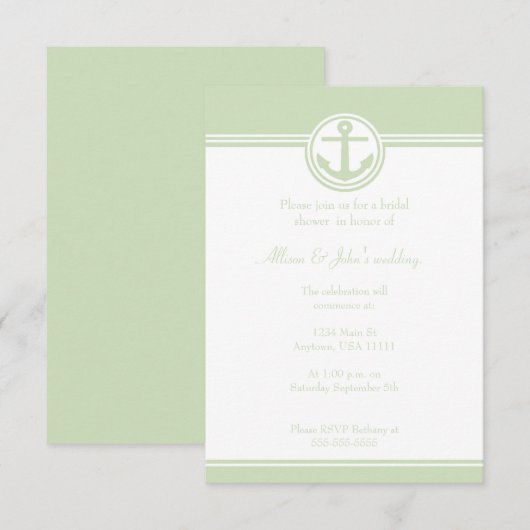 Mint Green Nautical Anchor Vrijgezellenfeest nodig Kaart (Voorkant / Achterkant)