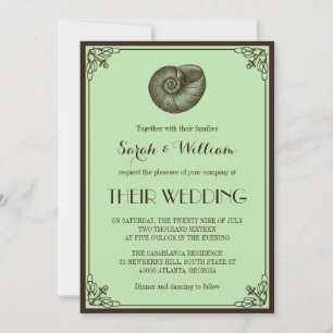 Mint Green Nautical Beach Wedding Invitation Kaart