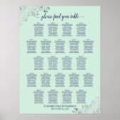 Mint Green & Navy 22 Tafelbruidingskaart Poster (Voorkant)
