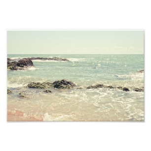 Mint Green Ocean Pastel Beach Photography Foto Afdruk