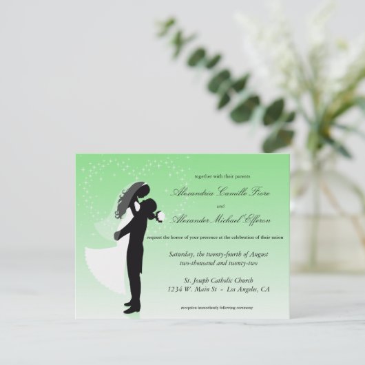 Mint Green Ombre Silhouette Formele bruiloft Uitno Kaart (Staand voorkant)