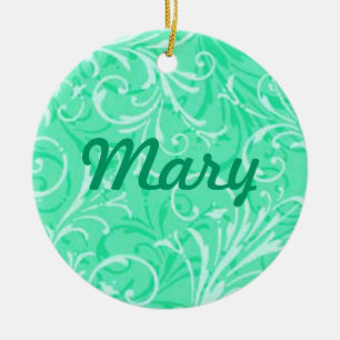 Mint Green Ornamental Name Ornament