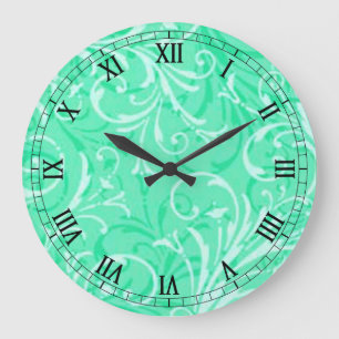 Mint Green Ornamental Round Roman Numers Clock Grote Klok