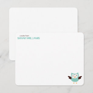 Mint Green Owl Kinder Dank u nota's Kaart