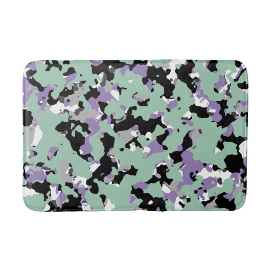 Mint Green & Paars Camouflage Camo Print Badmat (Voorkant)