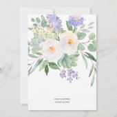 Mint Green, Paars, White Floral Wedding Kaart (Achterkant)